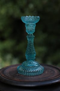 Image 3 of Kerzenleuchter, glas, türkisblau
