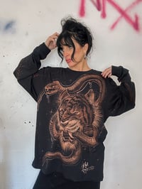 Image 3 of “EAT THE OLIGARCHY” BLEACH PAINTED LONG SLEEVE T-SHIRT LARGE