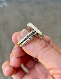 Image 3 of Royston Turquoise Stamped Band Ring (Size 7.75-8) 