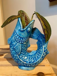 Image 1 of Prayer Plant in Handmade Blue Fish