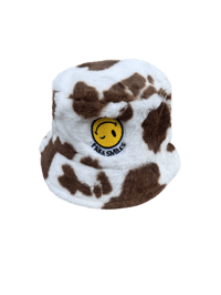 Brown cow print bucket hat 