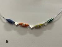 Image 3 of Handcrafted Paper Bead Necklace with Sterling Silver Hearts