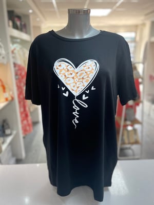 Image of Leopard Print Love Heart T-Shirt