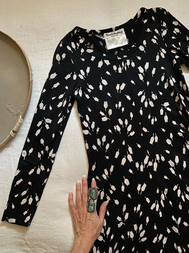 70s Diane von Furstenberg black tulip dress