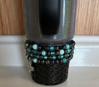 Image 2 of Teal and Black Midnight Glitz Tumbler Bracelet Stack
