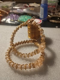 Image 4 of Golden Pearl Rose Statement Hoops