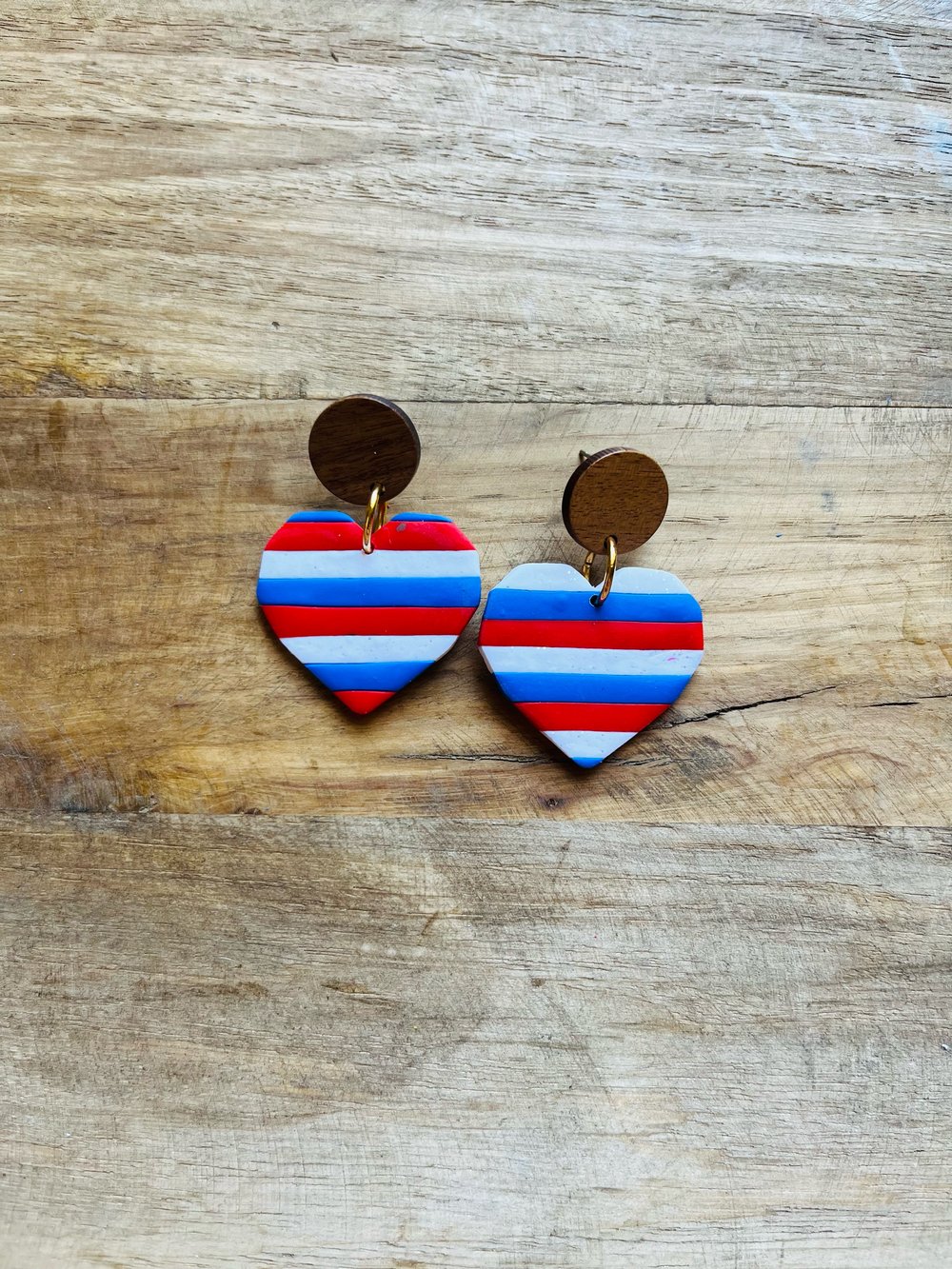 Image of Large Hearts in USA Stripes - Horizontal