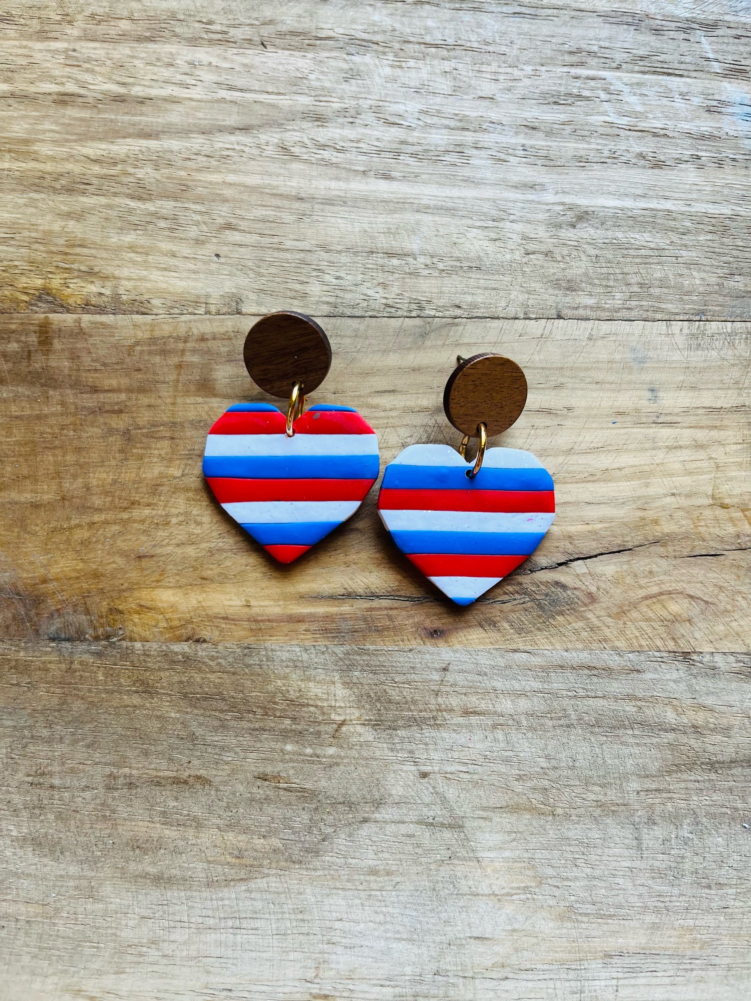 Image of Large Hearts in USA Stripes - Horizontal