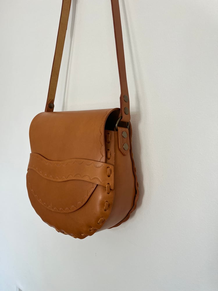 Image of Tan Vachetta Crossbody Saddle Bag