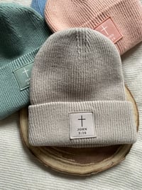Image 1 of Cross John 3:16 Beanie Christian Winter Hat