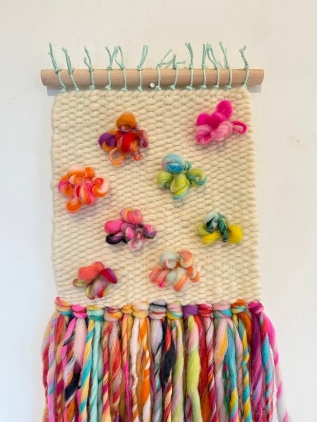 Rainbow candy pop!  Woven wall hanging.