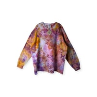 Image 1 of 2XL Unisex Ring Spun Cotton Blend Crew Sweatshirt in Solar Flare Watercolor Ice Dye