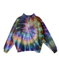 Image 2 of XL Ladies Quarter-Zip Pullover in Autumn Spiral Ice Dye
