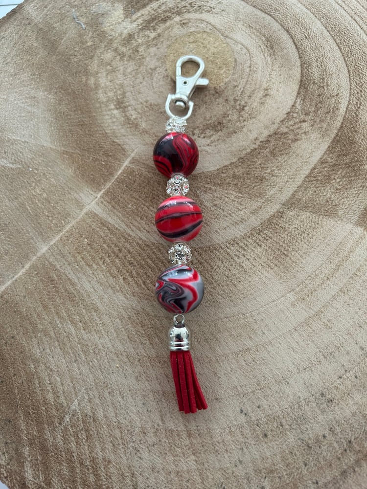 Image of Marble effect keychain- Red / Grey/ Black