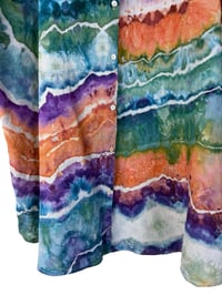 Image 3 of ♻️ UPCYCLED XL Eileen Fisher 100% Organic Linen Top in Earthy Rainbow Geode Ice Dye