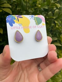 Image 1 of TEAR DROP STUDS - Purple