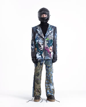 Image of MASSTAK - Applique Tweed Blazer (Black)