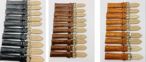Image of LOTS OF 5 & 10 X CROC LEATHER GENTS WATCH STRAPS,18mm/20mm,BLACK,BROWN,ORANGE,TOP QUALITY,NEW.