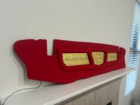 Image 2 of 1962-1964 IMPALA TRUNK PANEL WRAPPED ALIANTE RED ALL GOLD IMPALA LOGO/ENGRAVED