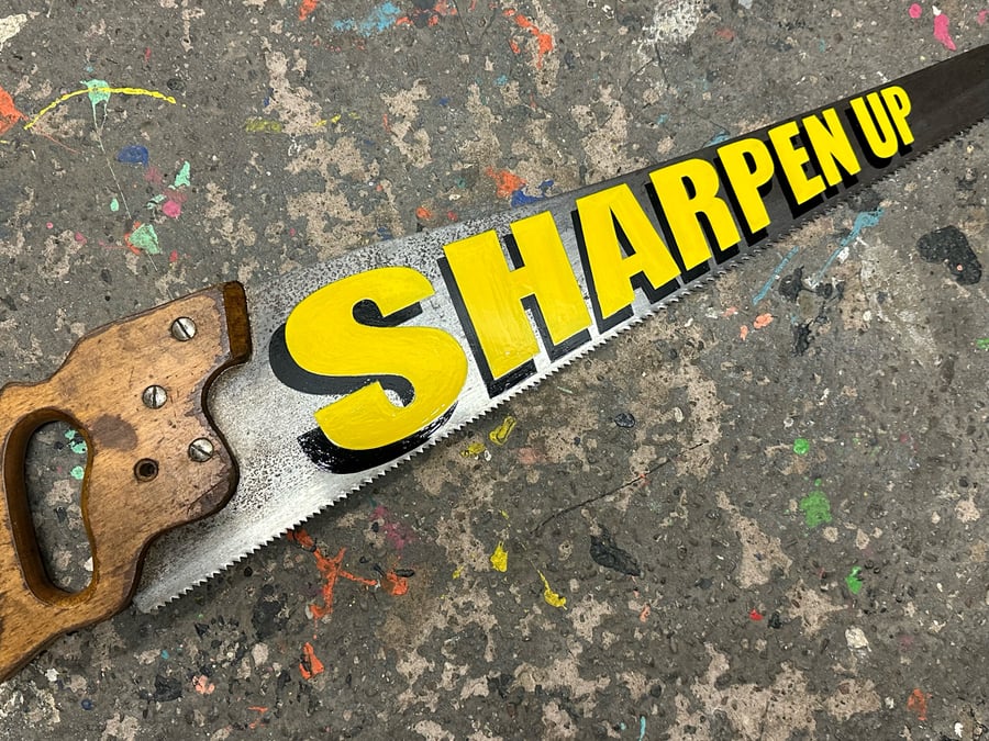 Image of Hand Painted Vintage Saw Sharpen Up