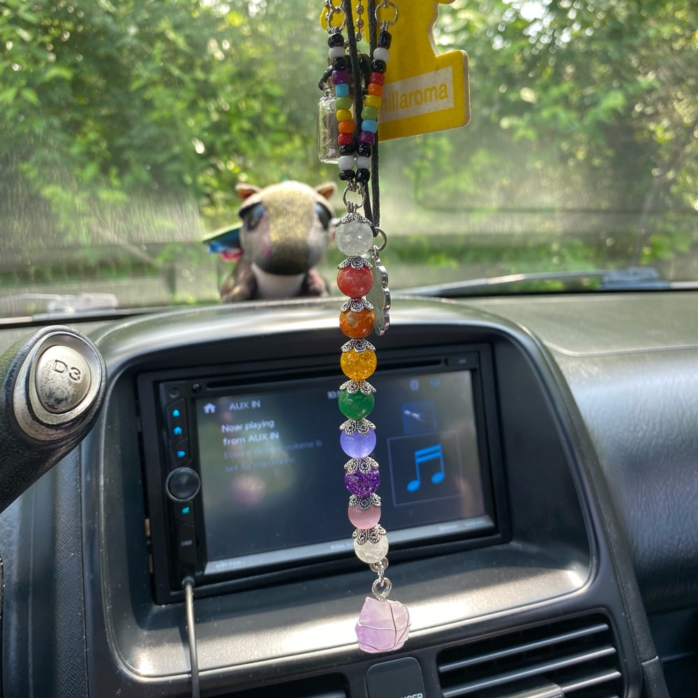 Image of rainbow amethyst car beads