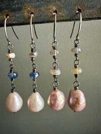 Image 23 of pinkish baroque pearl and opal earrings