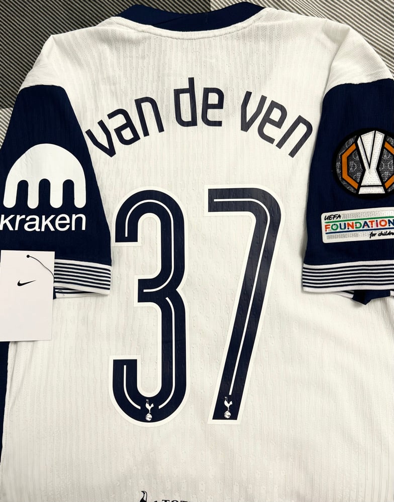 Image of Tottenham Hotspur “VAN DE VEN 37” Vaporknit 2024/25 Home Europa Final Shirt,  Large