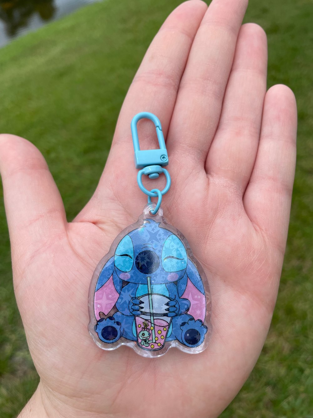 Image of Blue Alien Plush Pillow & Acrylic Keychain