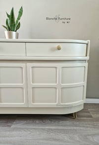 Image 4 of Luxurious, Large Nathan Curved Sideboard in Off White on Gold Hairpin Legs