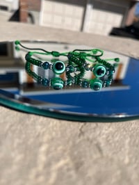 Green Seed Bead Evil Eye 