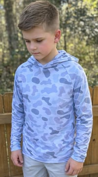 Youth UPF Performance Hoodie Grey/White 