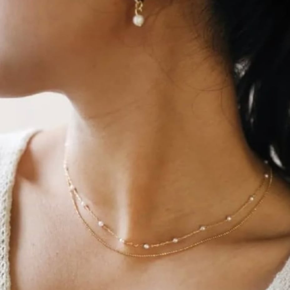 Image of Lisa Angel Tiny Pearl Layered Necklace