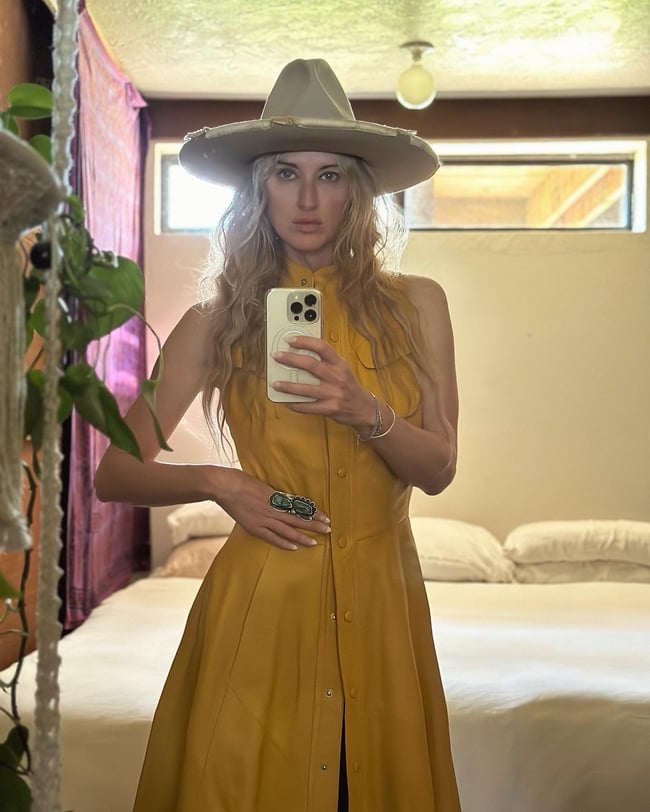 70s marigold yellow leather dress