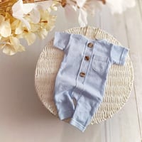 Image 1 of Newborn boys romper Lorenzo | sleeves | baby blue