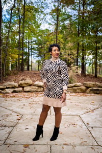 Image 1 of Mini Zebra Print Sweater Dress