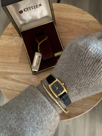 Image 4 of RARE Vintage Black Genuine Leather Watch Citizen- New in Box with tag 🏷️ 