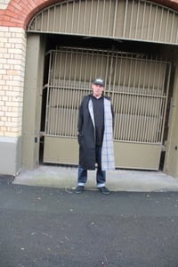 Image 4 of  Check Your Vest - Grey and Blue Check Wool/Black Denim 