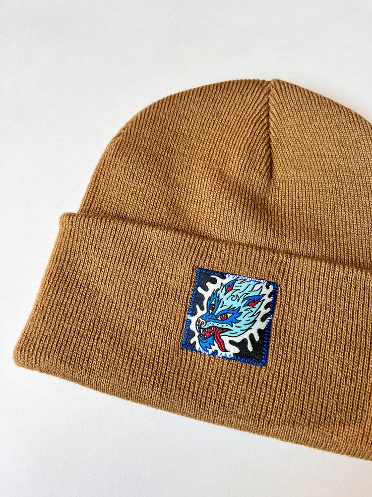 Image of Camel Wolf Cuffed Beanie
