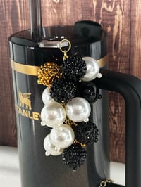 Image 1 of Wild Blooms Black, Gold, and Cream Tumbler Straw Bauble