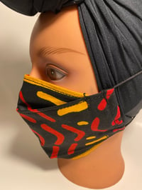 Image 4 of 3D Face Mask Black Red Yellow Diamond Print