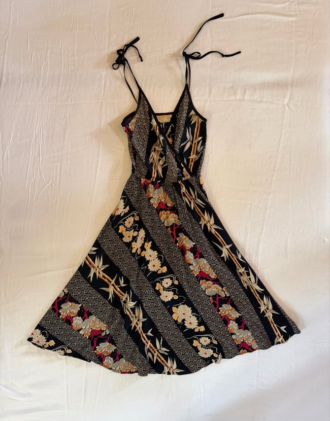70s bamboo ahoulder tie dress 
