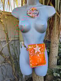 Image 1 of Woodstock cross body passport bag - orange with gold and peach star