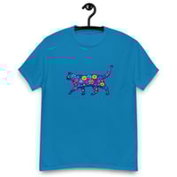 Image 4 of Unisex classic tee, Blue Floral Cat T-Shirt | Colorful Artistic Cat Graphic Tee