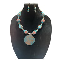Image 1 of Hand Painted Turquoise Necklace Set
