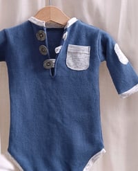 Image 2 of Baby Boy bodysuit for Sitter Photoshoots |Liam | 9-12 months | blue jeans
