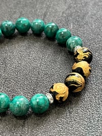 Image 4 of Gold-Carved Four Divine Beasts  x Chrysocolla Bracelet 10mm