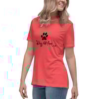 Image 3 of Women's Relaxed T-Shirt, Dog Mom T-Shirt | Paw Print Dog Lover Script Graphic Tee