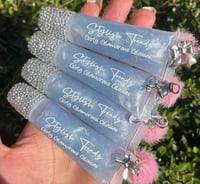 Image 1 of *BLINGALISCOUS Gloss Keychain* “That’s SO Emma!” Light Blue Strawberry Scented Gloss!