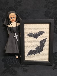 Image 1 of 1800’s biblical BATS with preserved spider web - black framed -5