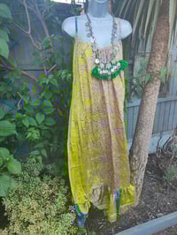 Image 1 of PEFKOS MAXI DRESS -Lime Green Blue  Size 10-18 uk copy